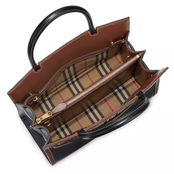 Burberry Title Vintage Check Leather Satchel Black - Picture 4 of 13